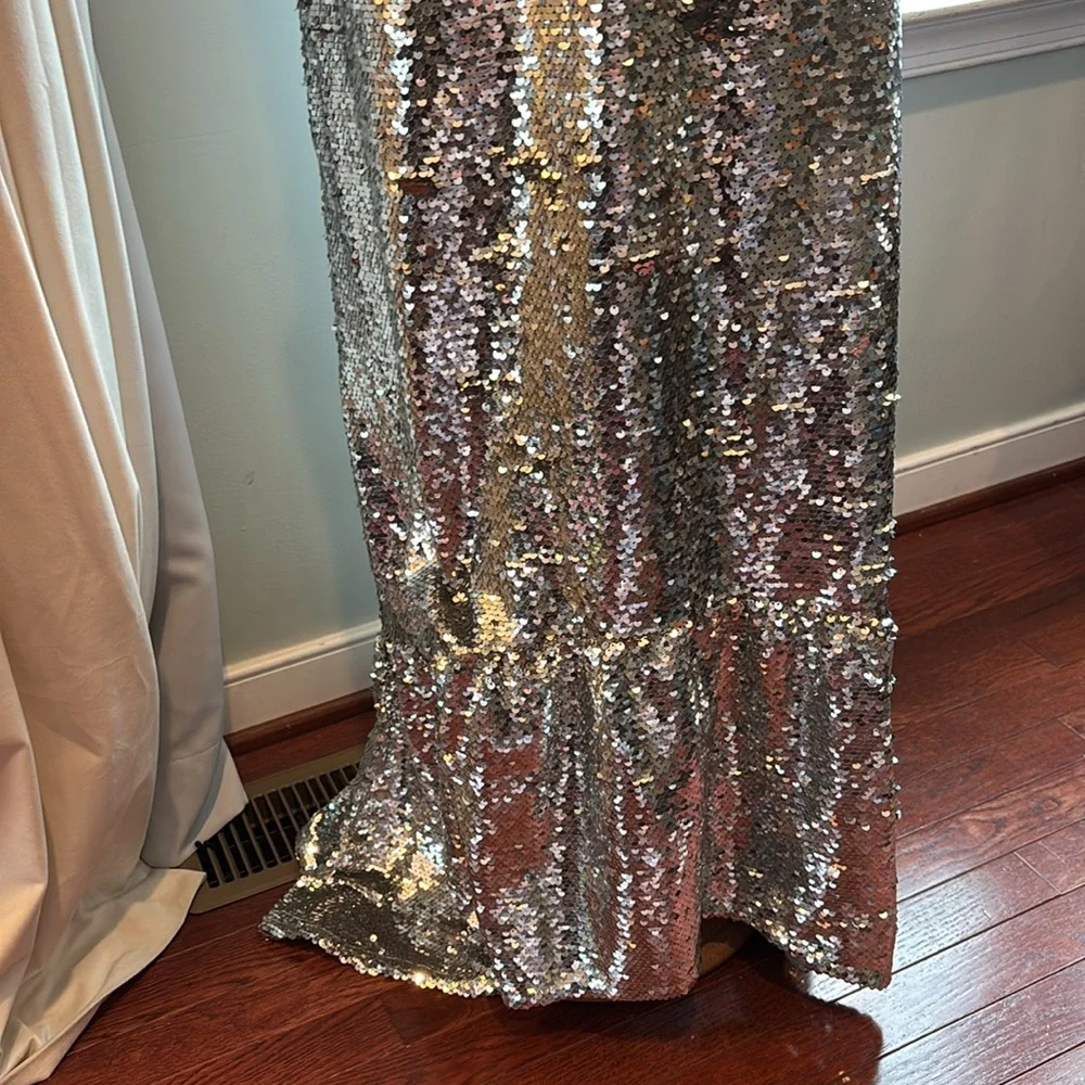 ANTHROPOLOGY /MAUVE sequin one shoulder party dress S Christmas new years - Picture 4 of 8